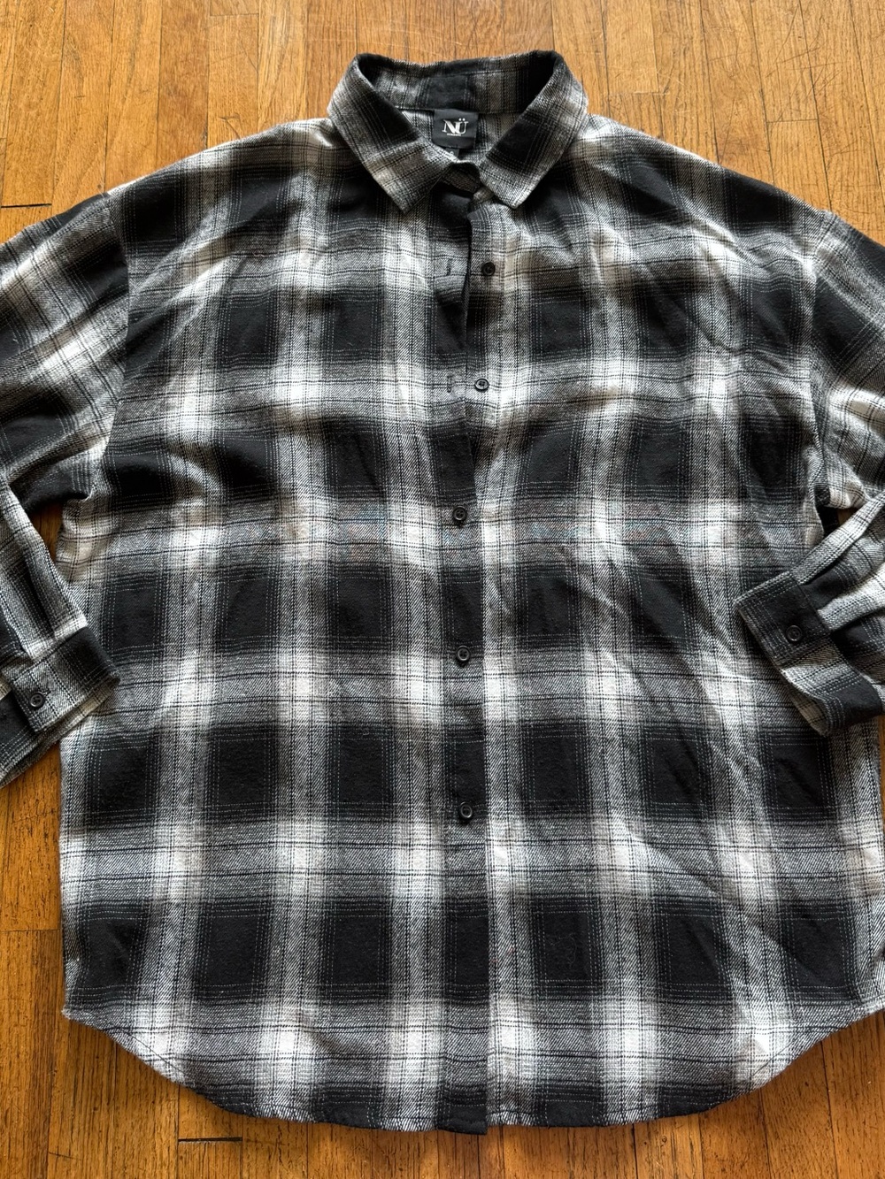 Black & White Plaid Button-Up Shirt